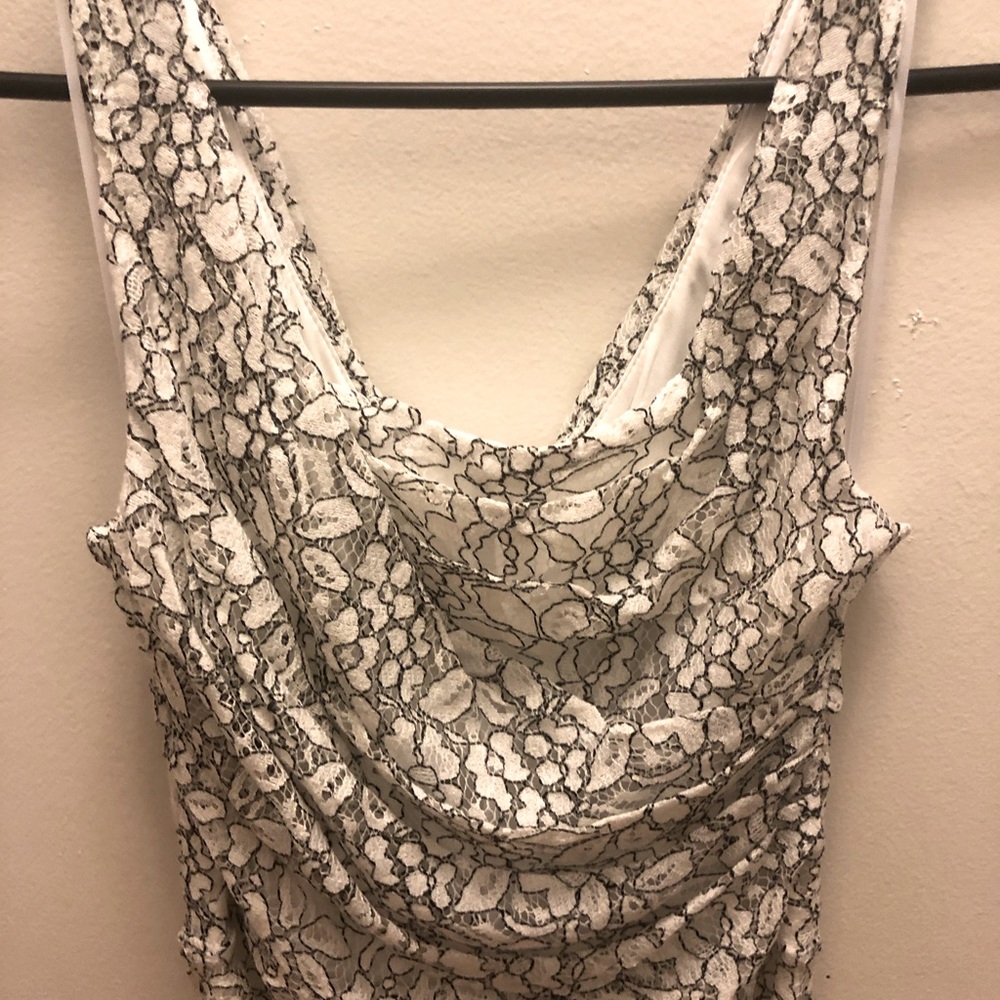 Lace black and white mini dress